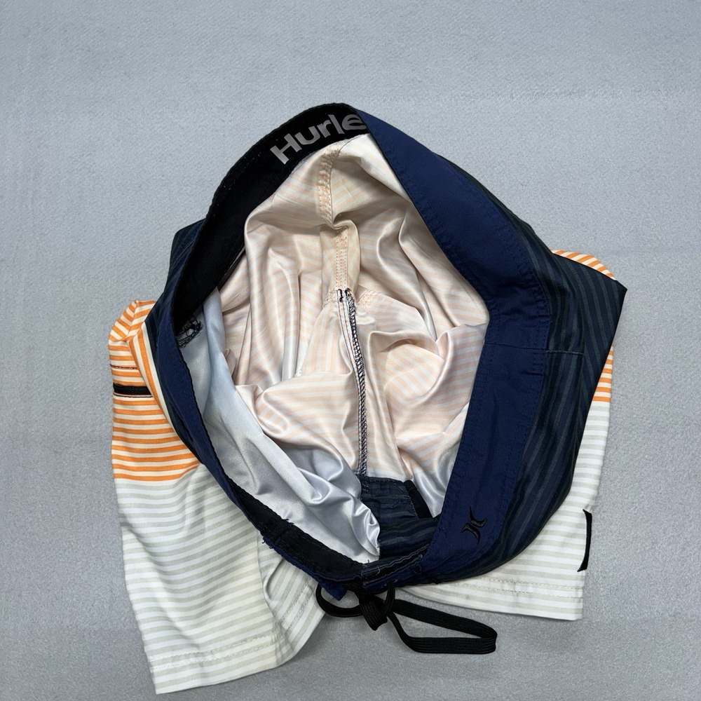 Hurley Phantom Board Shorts Mens 34 Blue Orange Striped Surf Swim‎ Trunks Beach - Picture 15 of 17